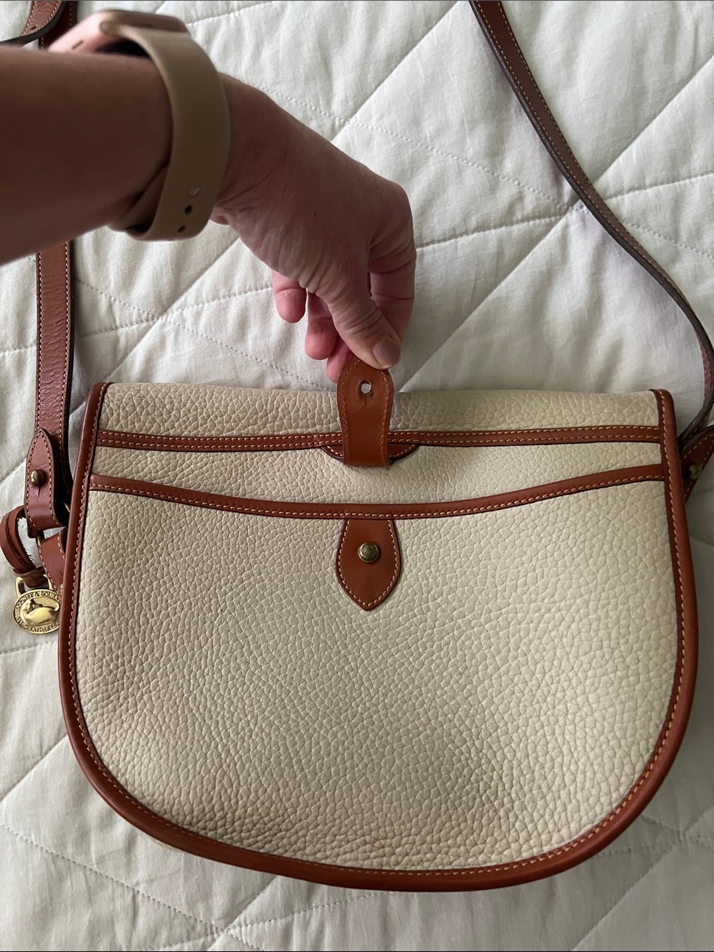 DOONEY & BOURKE Vintage 90's Cavalry Trooper Bag ivory / brown - Picture 9 of 16